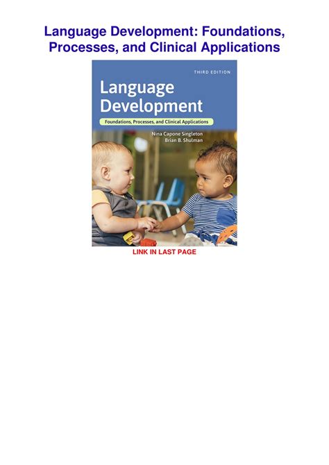 Language Development: Foundations Processes And Clinical Applications