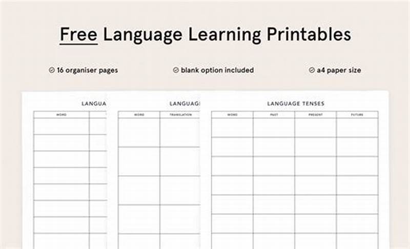 Language Learning Printables