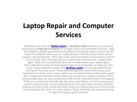 Laptop and Computer Repair Services Beyond Compare