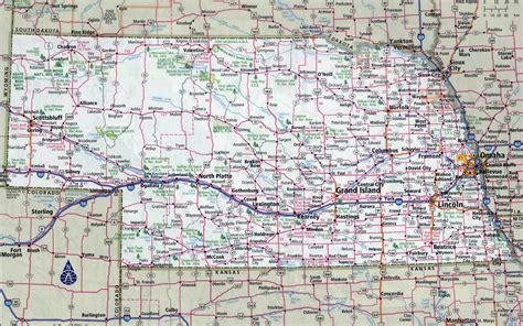 Large detailed administrative map of Nebraska state with roads