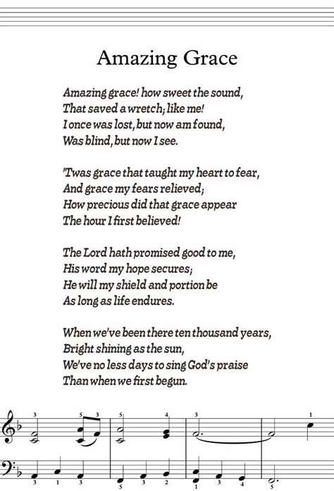 Large Print Amazing Grace Lyrics Printable