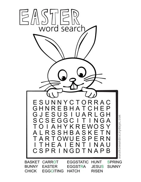 Large Print Easter Word Search Printable