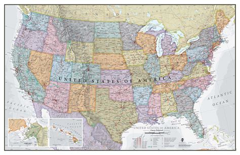 48x78 United States, USA, US Classic Elite Large Wall Map Poster Mural