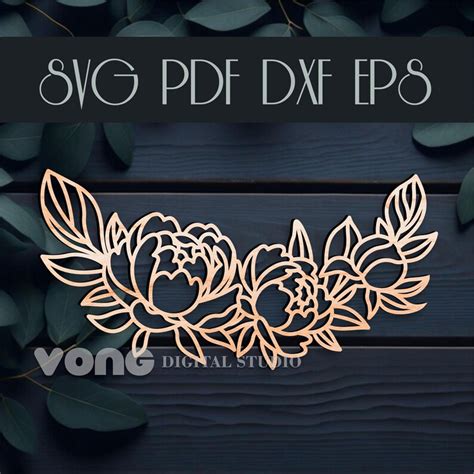 Download Large Peony Flowers SVG File - SVG Design Commercial Use DXF Files