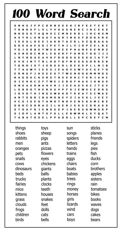 Large Print Difficult Hard Word Search Printable