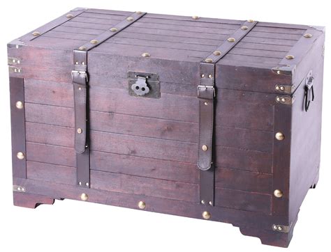 Antique Cherry Large Wooden Storage Trunk