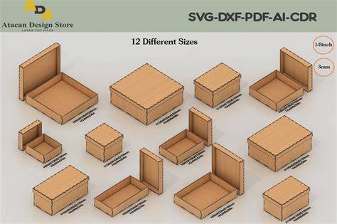 Laser Cut Storage Box with Lid 12 Sizes