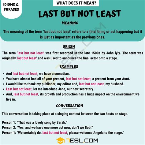 Lastly But Not Least Meaning