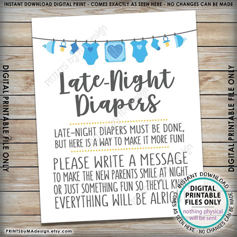 Late Night Diaper Notes Free Printable