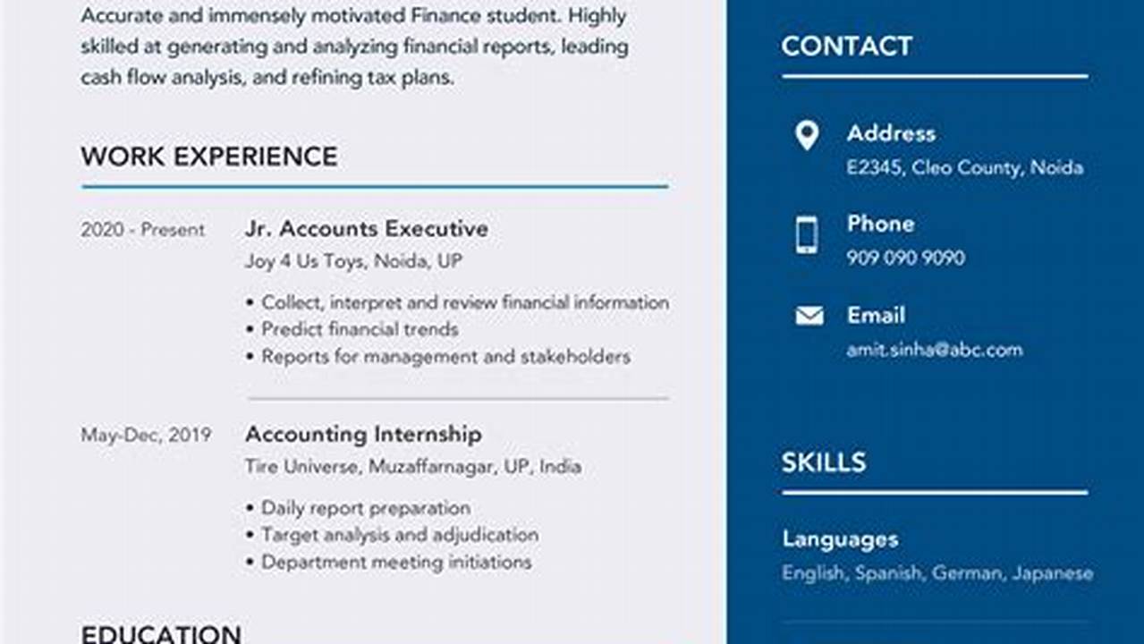 Latest Resume Format 2024 For Freshers