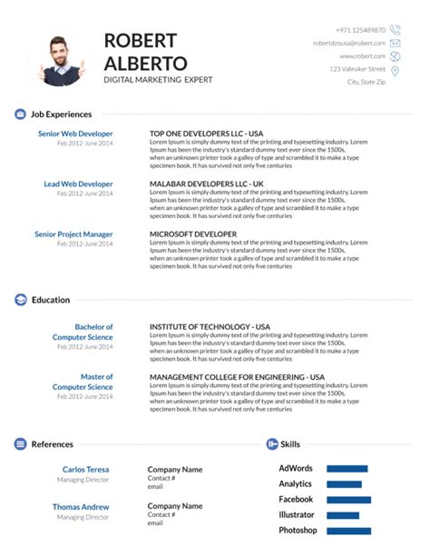 60+ Free Word Resume Templates in MS Word Download Docx