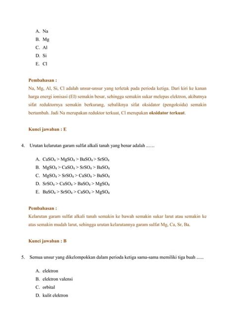 Latihan Soal Kimia Unsur Doc