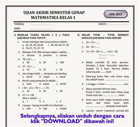 Latihan Soal Matematika Kelas 9 Semester 2 Indonesia