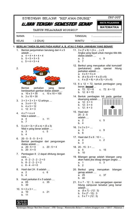 Latihan Soal PAS Matematika Kelas 3 Semester 2