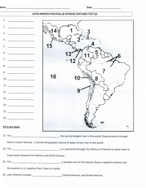 Latin America Printable Map Quiz