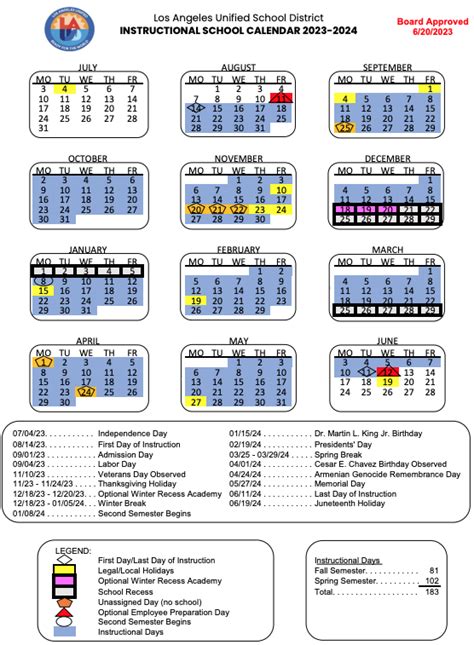 Lausd 2015 16 Calendar