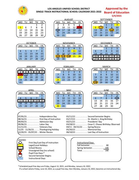 Lausd Holiday Calendar