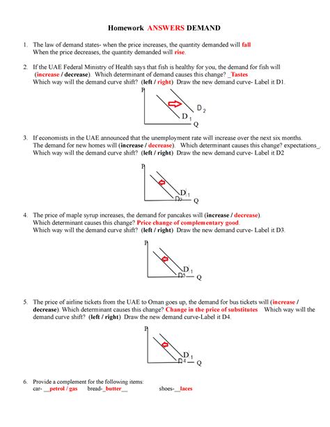 Law Of Demand Worksheet Answer Key