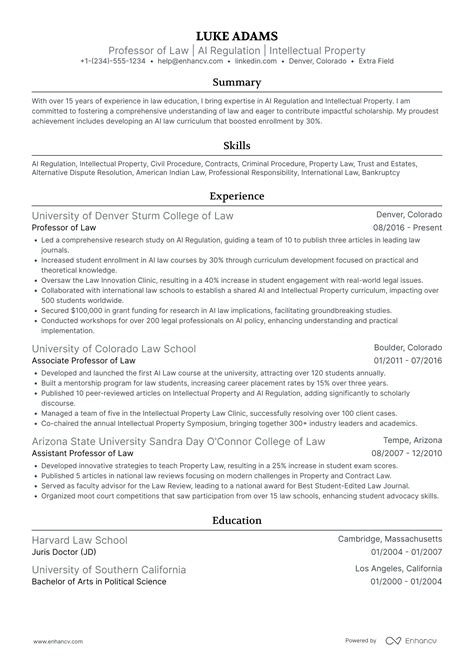Law School Resume Examples