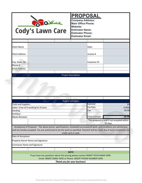 Lawn Care Quote Template