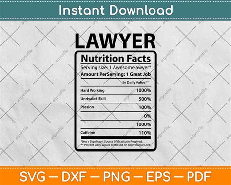 Download Lawyer Nutritional Facts DXF Files