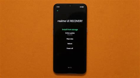 Tampilan antarmuka Recovery Mode pada ponsel Realme