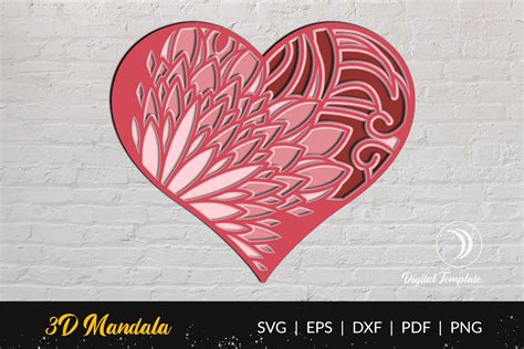 Experience Love in Artistic Layers with Our Stunning Layered Heart Mandala Svg Design