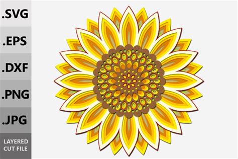 70+ Layered Sunflower Mandala SVG, Multi Layered Sunflower Mandala Layered, 3d Layered Sunflower SVG Sunflower Mandala SVG Floral SVG Cut File