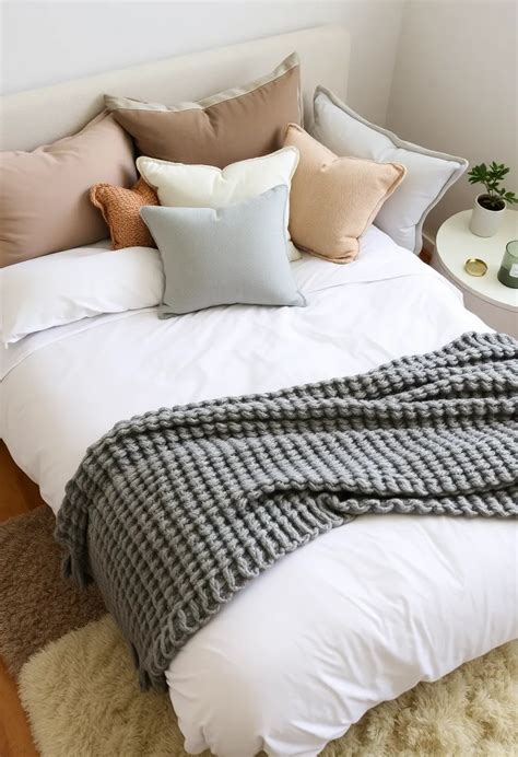 Layered textiles in bedroom