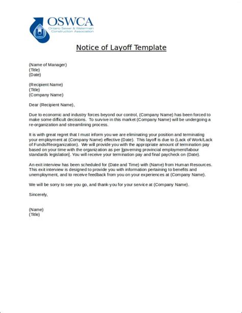 Layoff Notice Template
