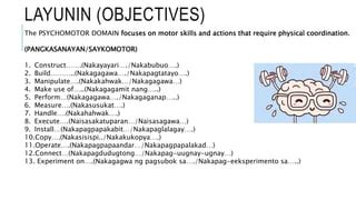 Layunin ng Psychomotor