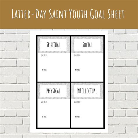 Lds Youth Goals Printable Free 2022