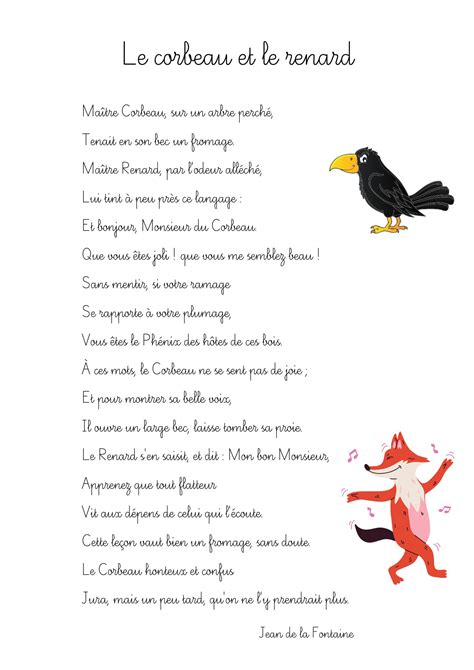 Le Corbeau Et Le Renard à Imprimer