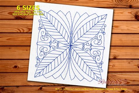 Leaf Pattern Redwork Embroidery