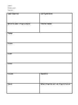 Learning Cycle Lesson Plan Template