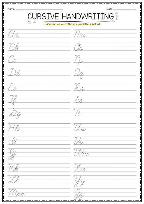 Learning Cursive Worksheets