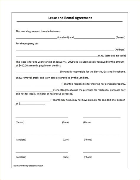 Lease Agreement Template Word