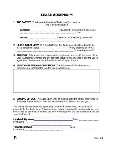 Lease Addendum Templates