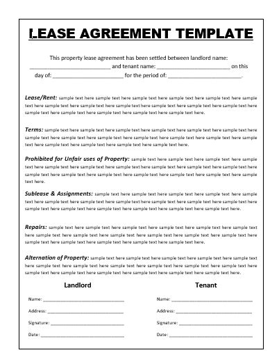 Lease Document Template