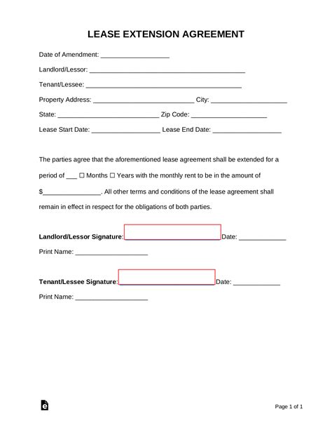 Lease Extension Agreement Template