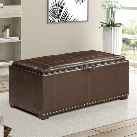 Robin Red Leather Storage Ottoman Bench