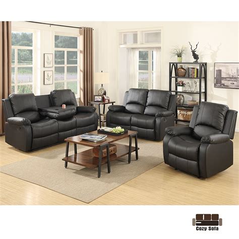 Leather Couch Recliner Set
