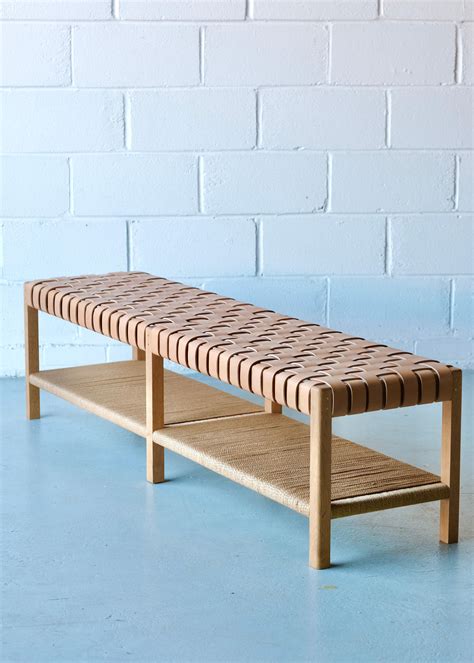 Leather Woven Bench