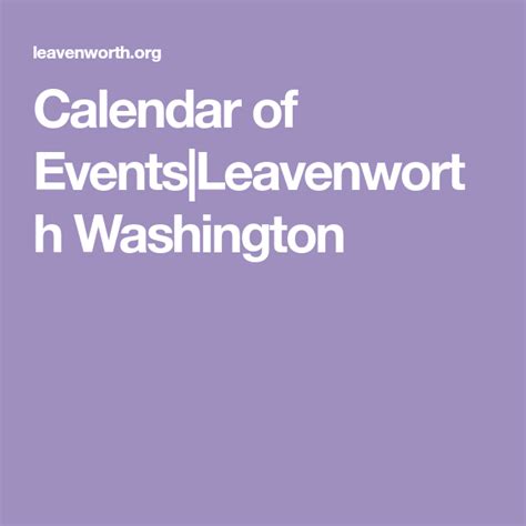 Leavenworth Events Calendar