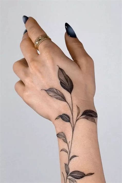 Leaves Hand Tattoo