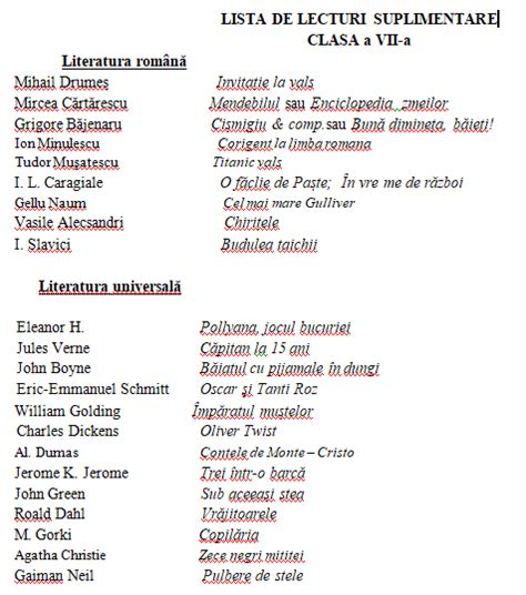 Lecturi Suplimentare Clasa 7