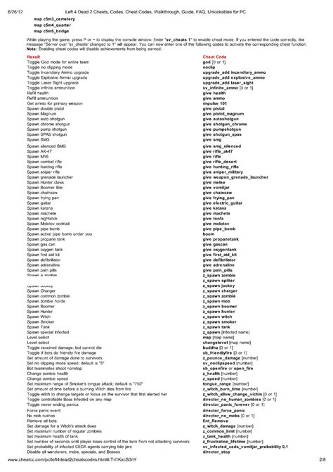 Left For Dead 2 Cheats