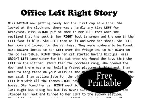 Left Right Story Game For Work Party Printable