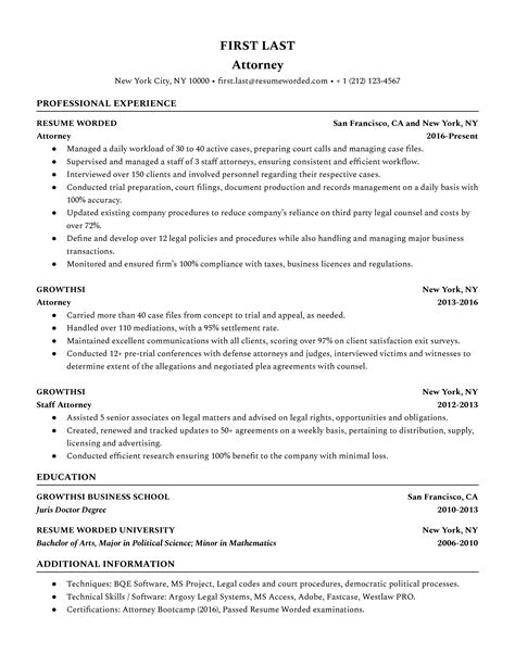 Legal Resume Samples