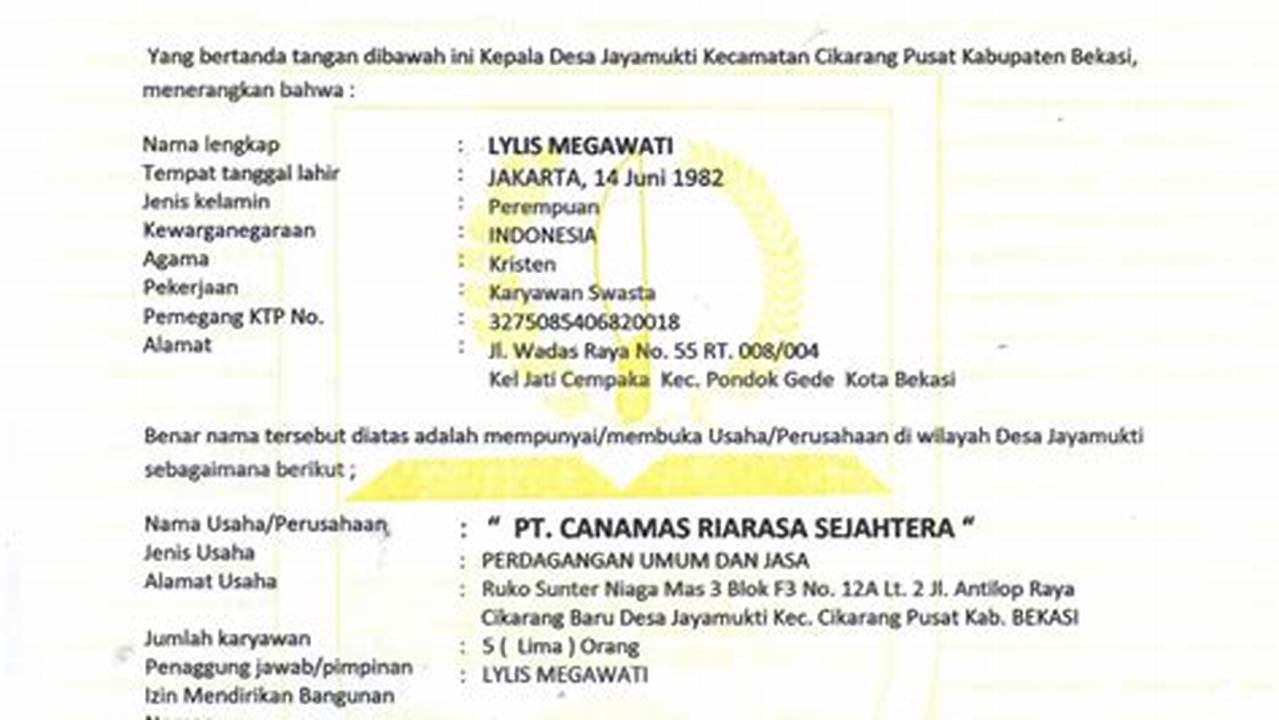 Legalitas Contoh Surat Domisili, Contoh Surat